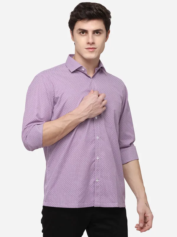 Purple Printed Regular Fit Formal Shirt | Greenfibre