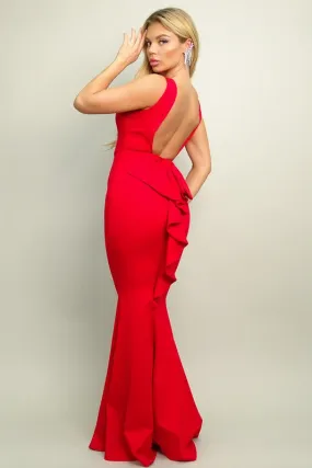 Red Golden Globe Award Maxi Dress