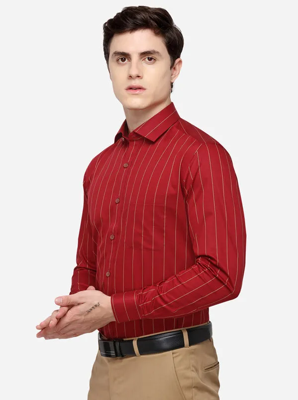 Red Striped Regular Fit Formal Shirt | JadeBlue