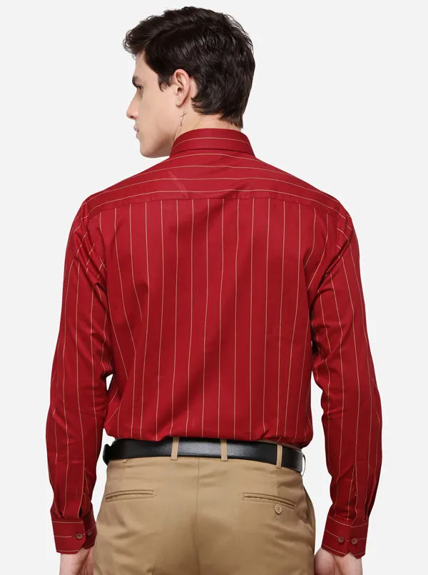 Red Striped Regular Fit Formal Shirt | JadeBlue