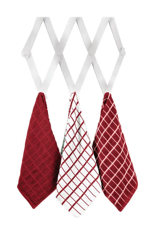 Ritz Paprika Cotton Check Kitchen Towel 3 pk