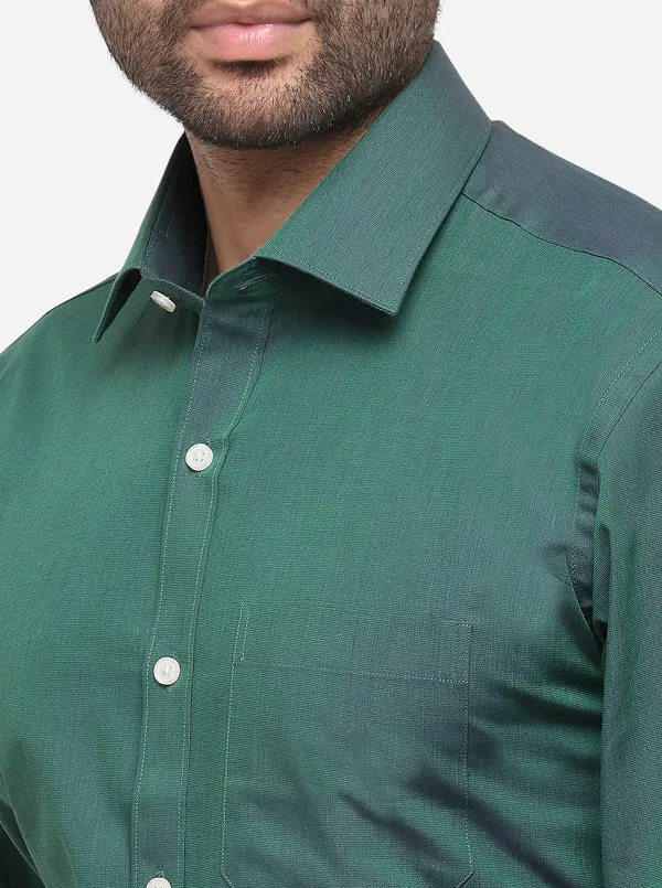 Sea Green Solid Regular Fit Formal Shirt | JadeBlue