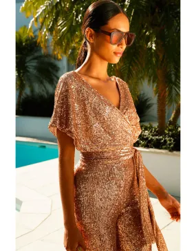 Sequin Wrap Top (Gold)