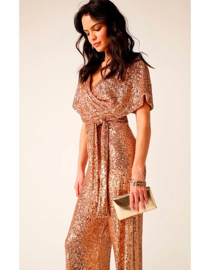 Sequin Wrap Top (Gold)