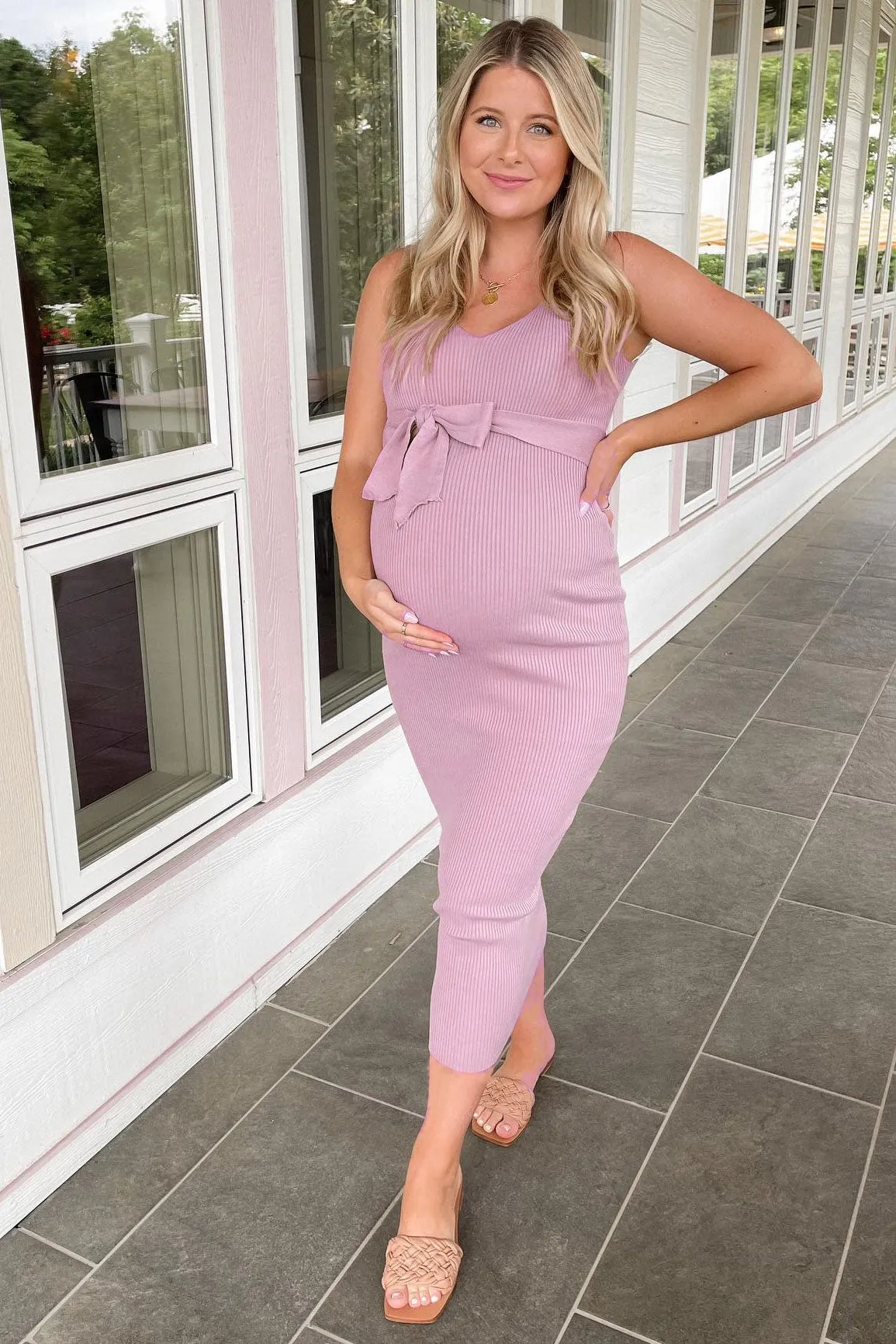 Serenity Maternity Knit Dress In Lilac