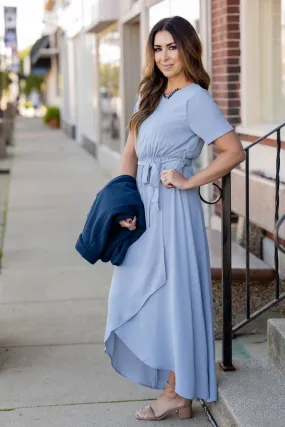 Short Sleeve Wrap Bottom Maxi Dress