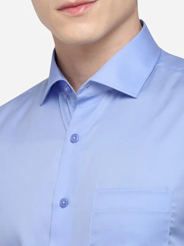 Sky Blue Solid Regular Fit Formal Shirt | JadeBlue