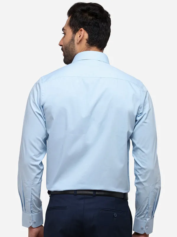 Sky Blue Solid Slim Fit Formal Shirt | Greenfibre