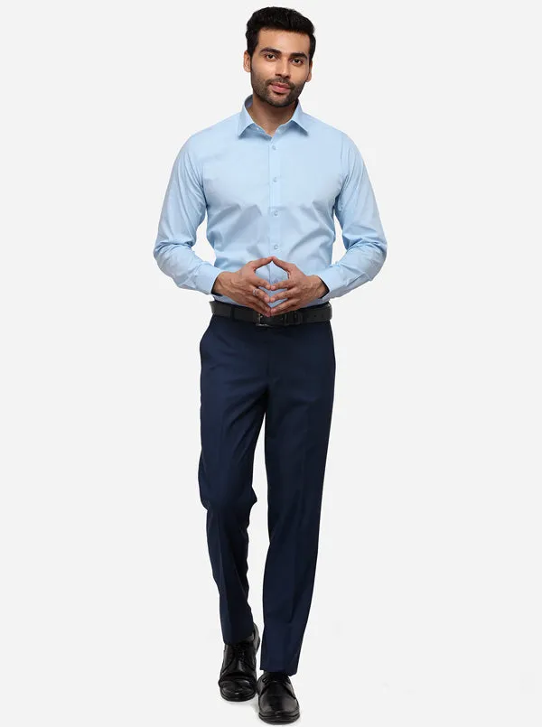 Sky Blue Solid Slim Fit Formal Shirt | Greenfibre