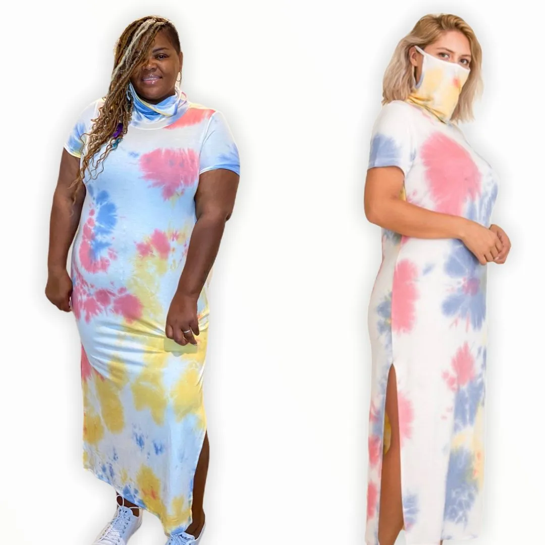 The Cara Tie Dye Dress With Attached Mask