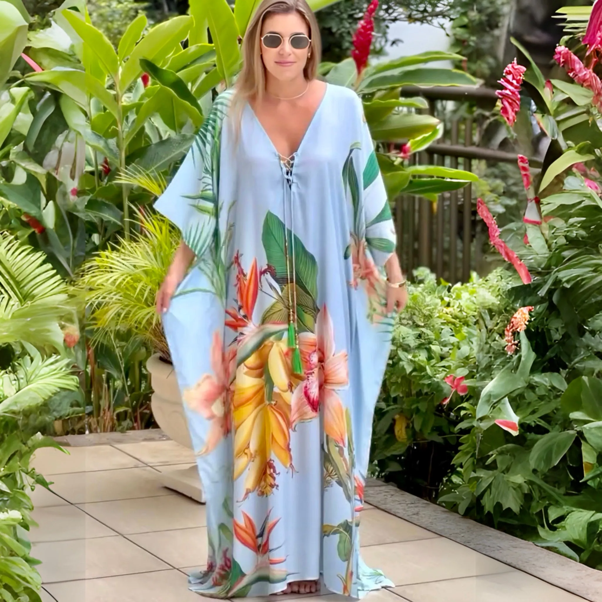 Tropical Coco Bella kaftan Resort Wear