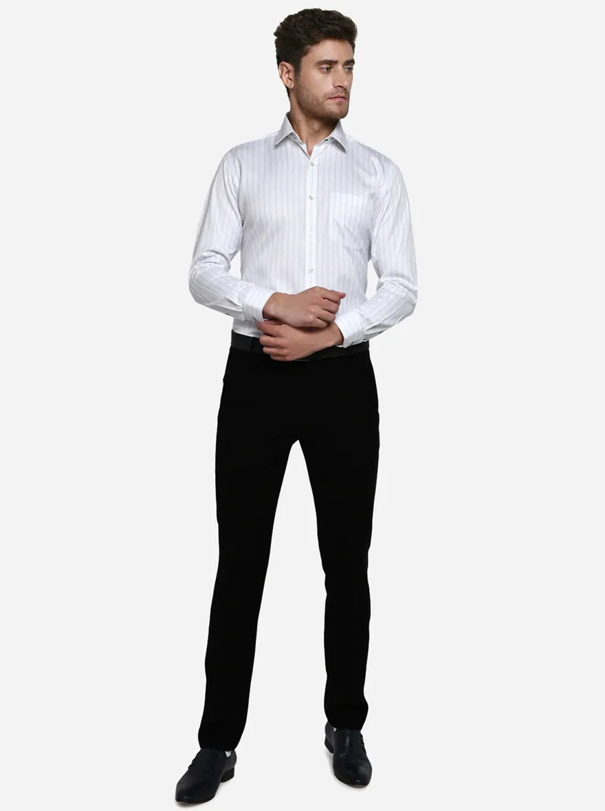 White & Blue Striped Regular Fit Formal Shirt | Greenfibre