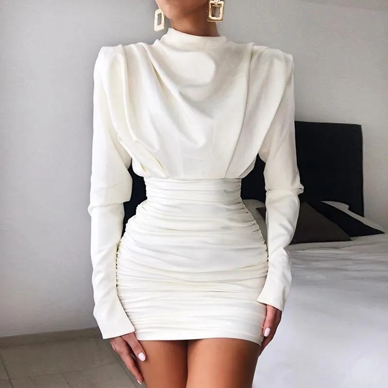 White Long Sleeves Sheath Short Dresses