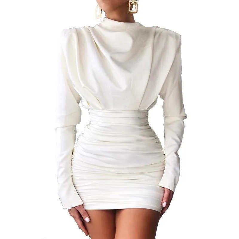 White Long Sleeves Sheath Short Dresses