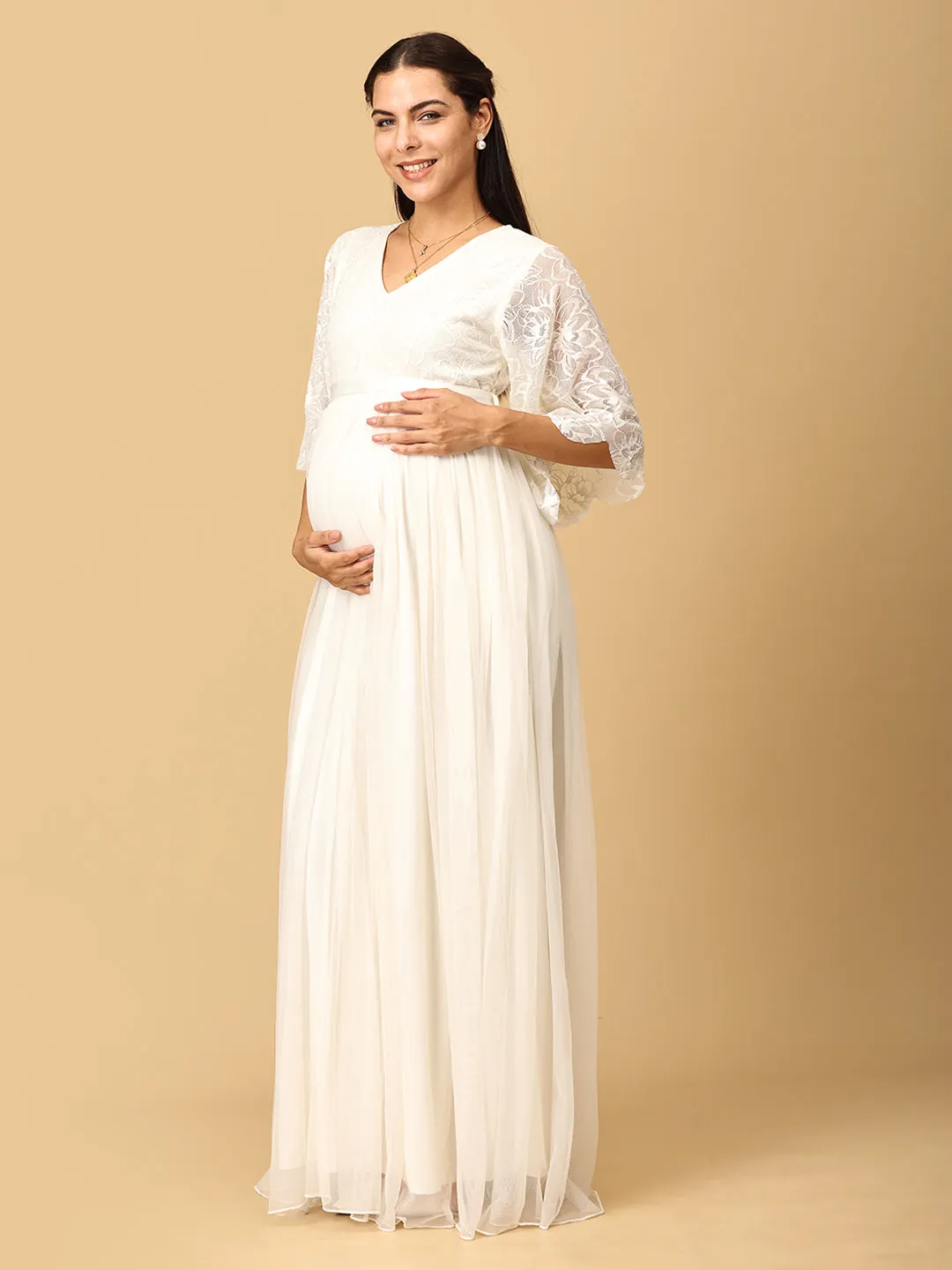 White Whisper Maternity Photoshoot Gown