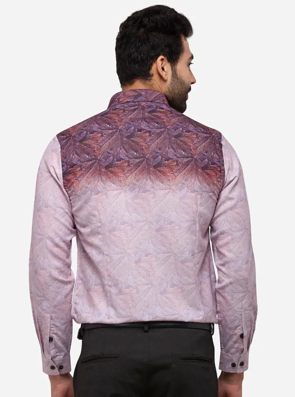 Wine Printed Slim Fit Party Wear Shirt | JB Studio