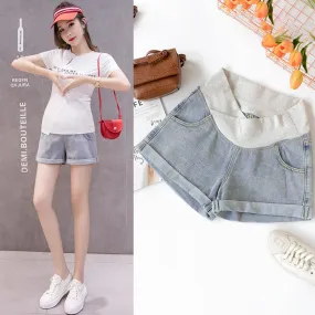 Wjczt 2022 Pregnant Women&#39;s Shorts Summer Wear Low-waisted Denim Shorts Summer Wear New Spring Loose Pants for Pregnant Women Clothe