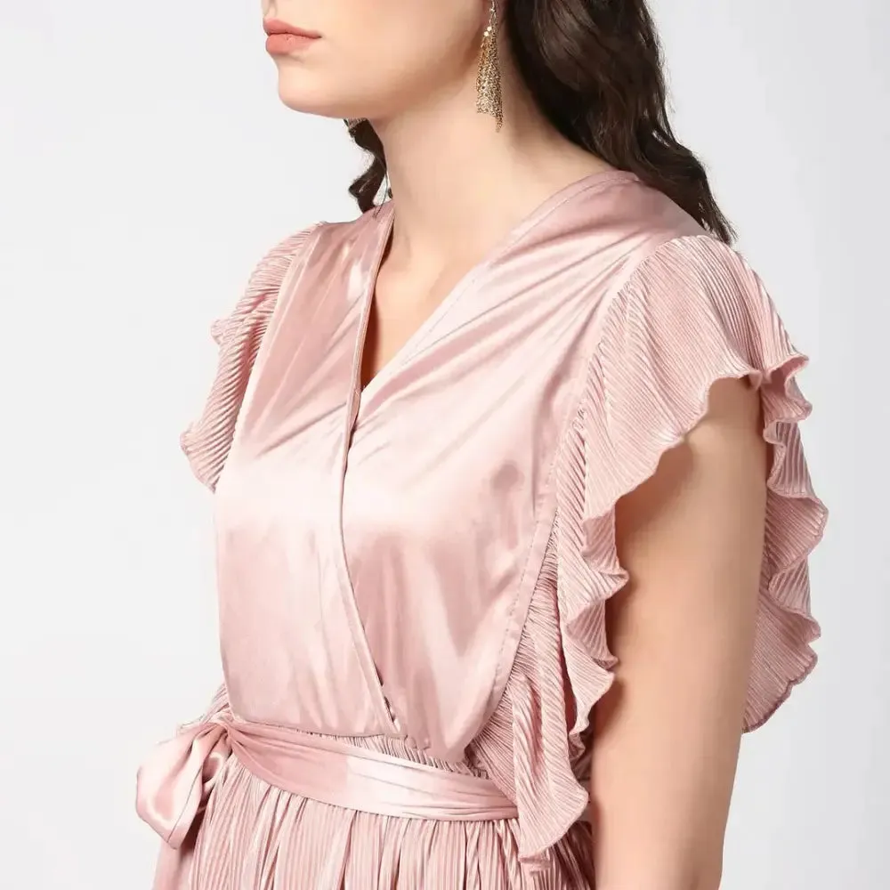 Women Stylish Satin Wrap Dress