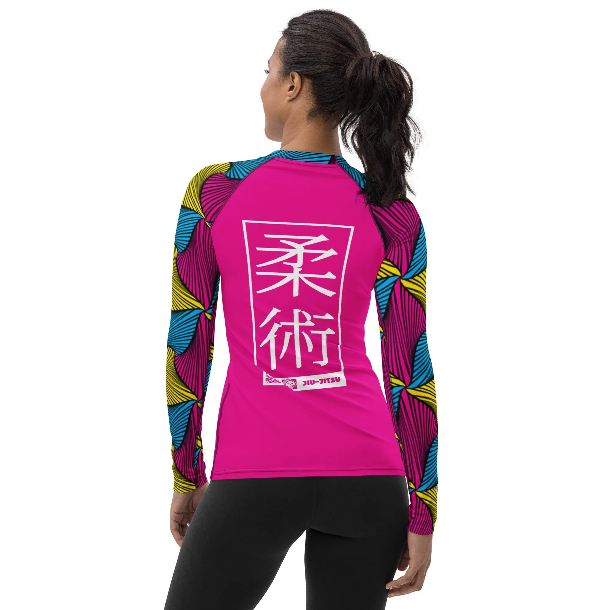 Women's Long Sleeve No Gi BJJ Rash Guard - Ankara Wax Print Rash Guard 003