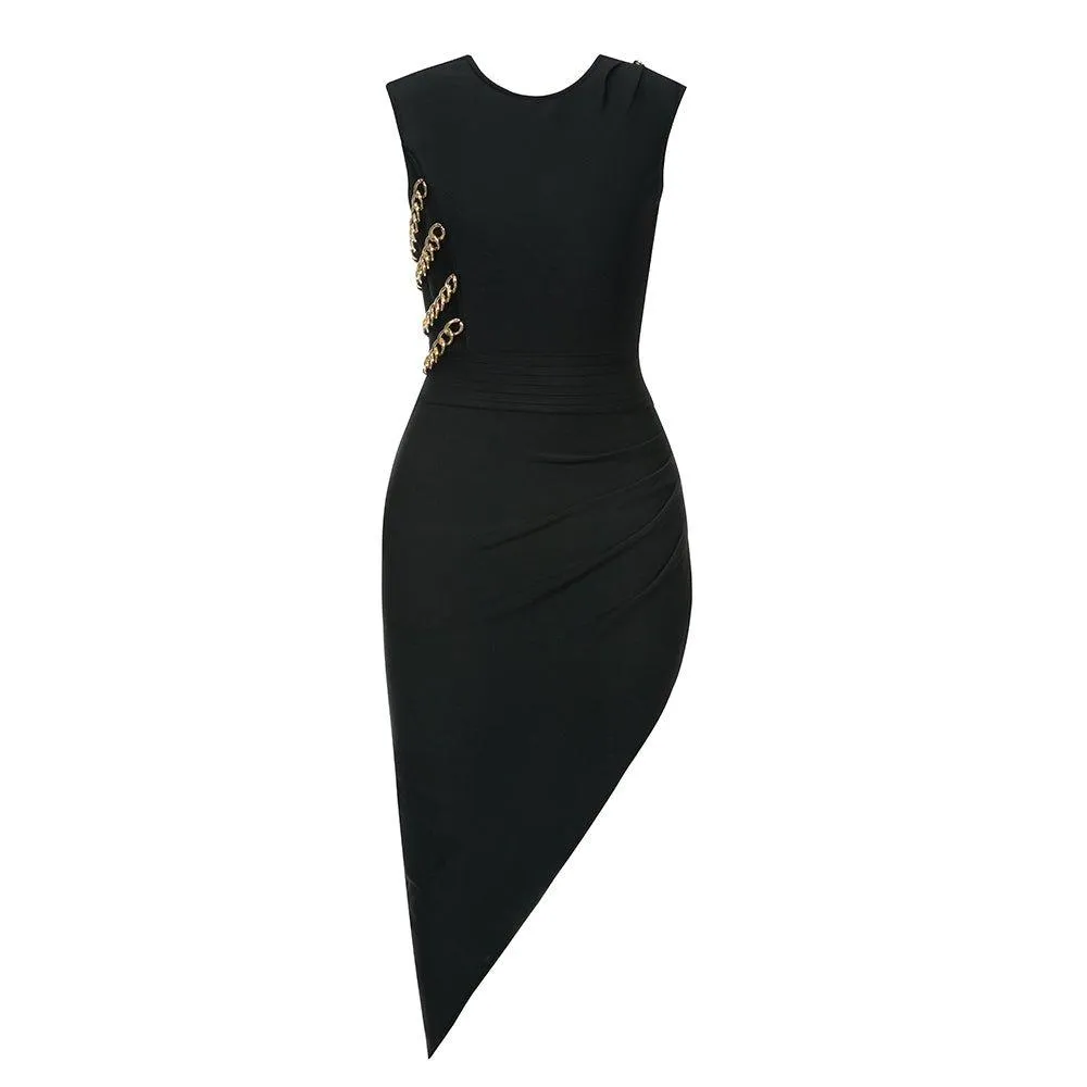 Women's Sleeveless Chain Detail Maxi Bandage Dress