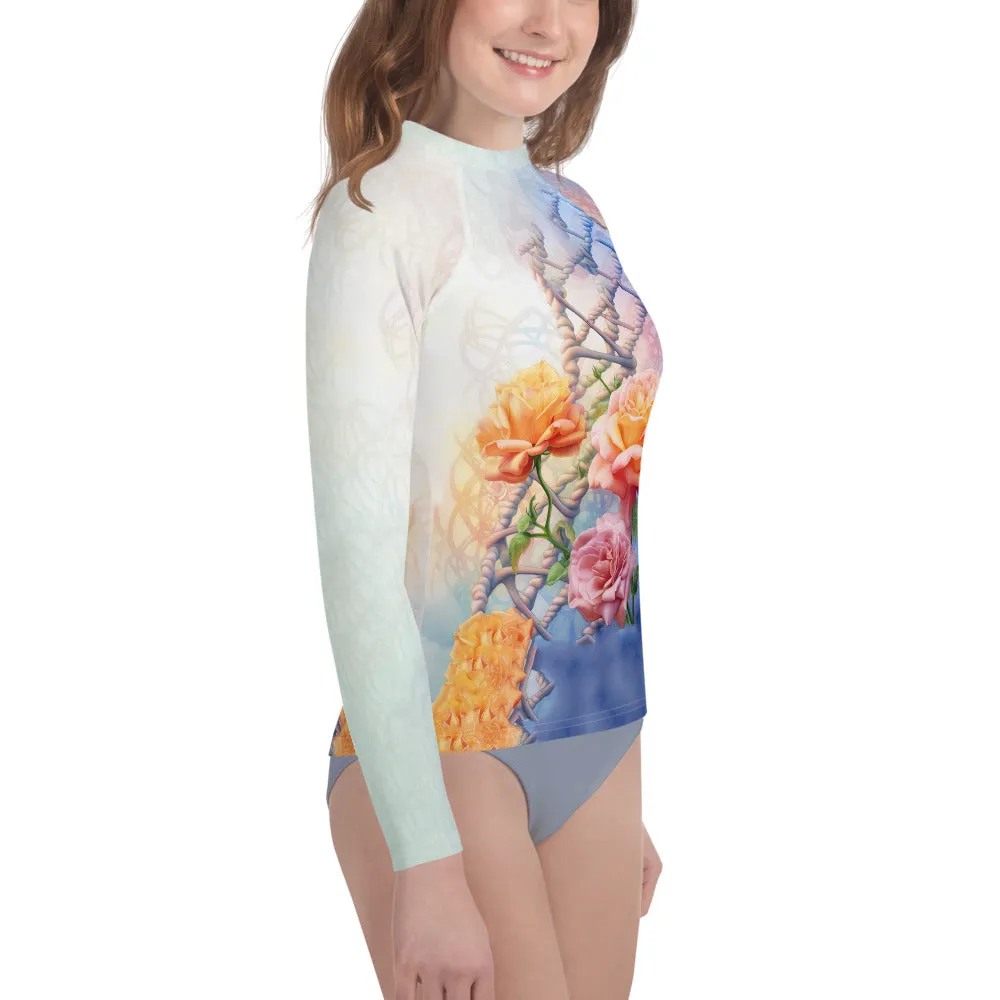 Youth Rash Guard Double Helix Rose